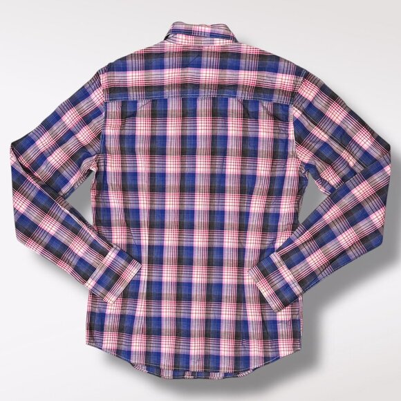 Heritage1981 Western Pearl Snap Shirt Plaid Pink Blue Small - Picture 6 of 7